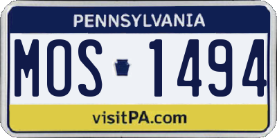 PA license plate MOS1494