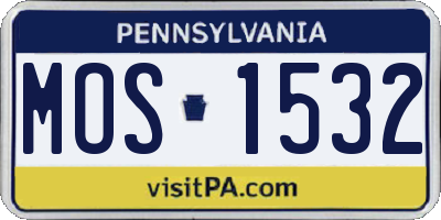 PA license plate MOS1532