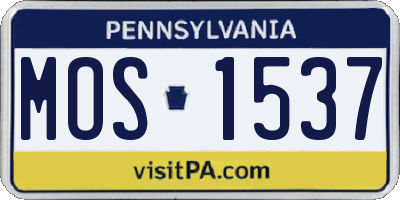 PA license plate MOS1537