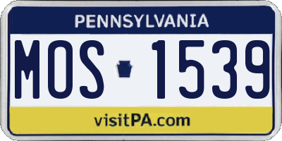 PA license plate MOS1539
