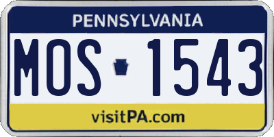 PA license plate MOS1543