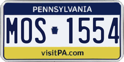 PA license plate MOS1554