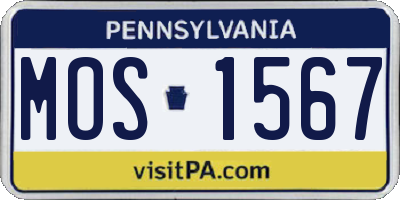 PA license plate MOS1567