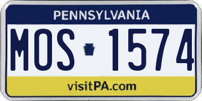 PA license plate MOS1574
