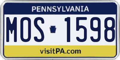 PA license plate MOS1598