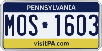 PA license plate MOS1603