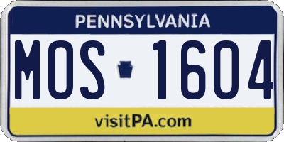 PA license plate MOS1604
