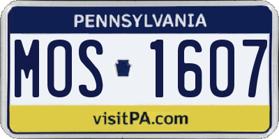 PA license plate MOS1607