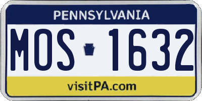 PA license plate MOS1632