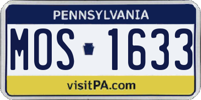 PA license plate MOS1633