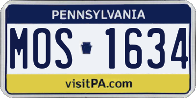 PA license plate MOS1634