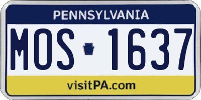 PA license plate MOS1637
