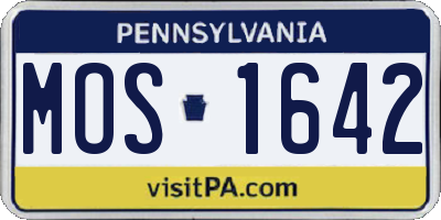 PA license plate MOS1642