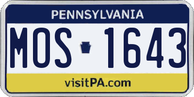 PA license plate MOS1643
