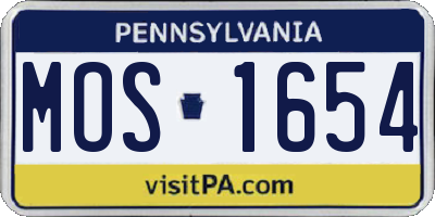 PA license plate MOS1654