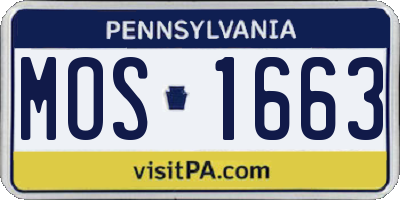 PA license plate MOS1663