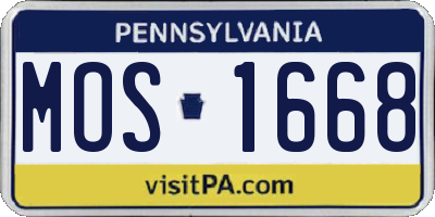 PA license plate MOS1668