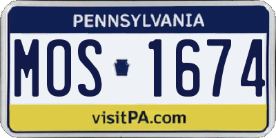 PA license plate MOS1674