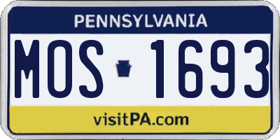 PA license plate MOS1693