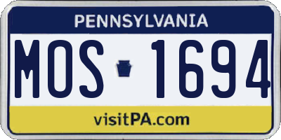 PA license plate MOS1694