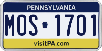 PA license plate MOS1701