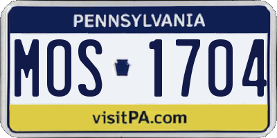 PA license plate MOS1704