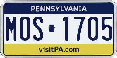 PA license plate MOS1705