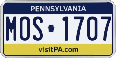 PA license plate MOS1707