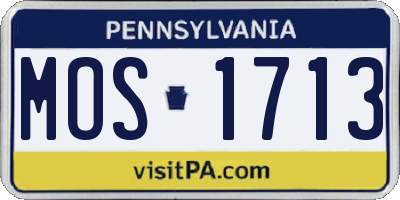 PA license plate MOS1713