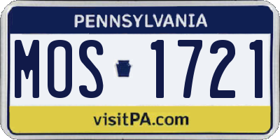PA license plate MOS1721