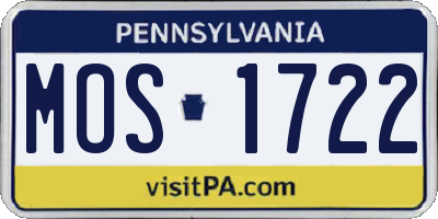 PA license plate MOS1722