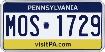 PA license plate MOS1729