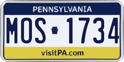 PA license plate MOS1734