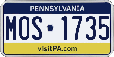PA license plate MOS1735