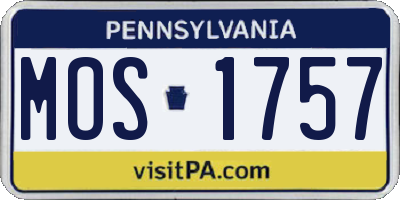 PA license plate MOS1757