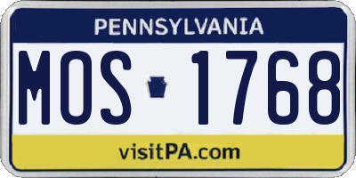 PA license plate MOS1768