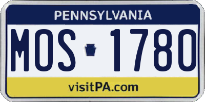 PA license plate MOS1780