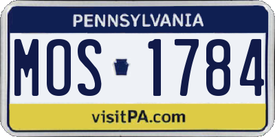 PA license plate MOS1784