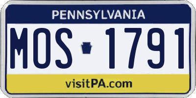PA license plate MOS1791