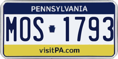 PA license plate MOS1793