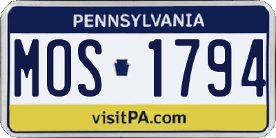 PA license plate MOS1794