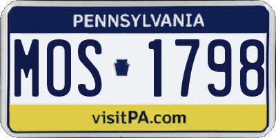 PA license plate MOS1798