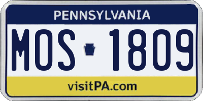 PA license plate MOS1809