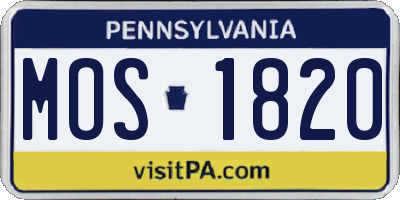 PA license plate MOS1820