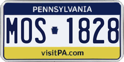 PA license plate MOS1828