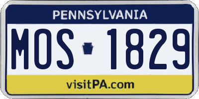 PA license plate MOS1829