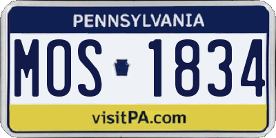 PA license plate MOS1834