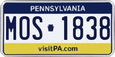 PA license plate MOS1838