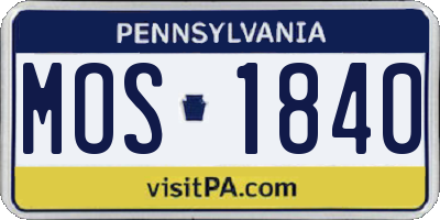 PA license plate MOS1840