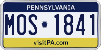 PA license plate MOS1841